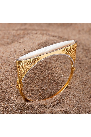 Gold Finish Pearl Bracelet In Sterling Silver by Plume Jewellery