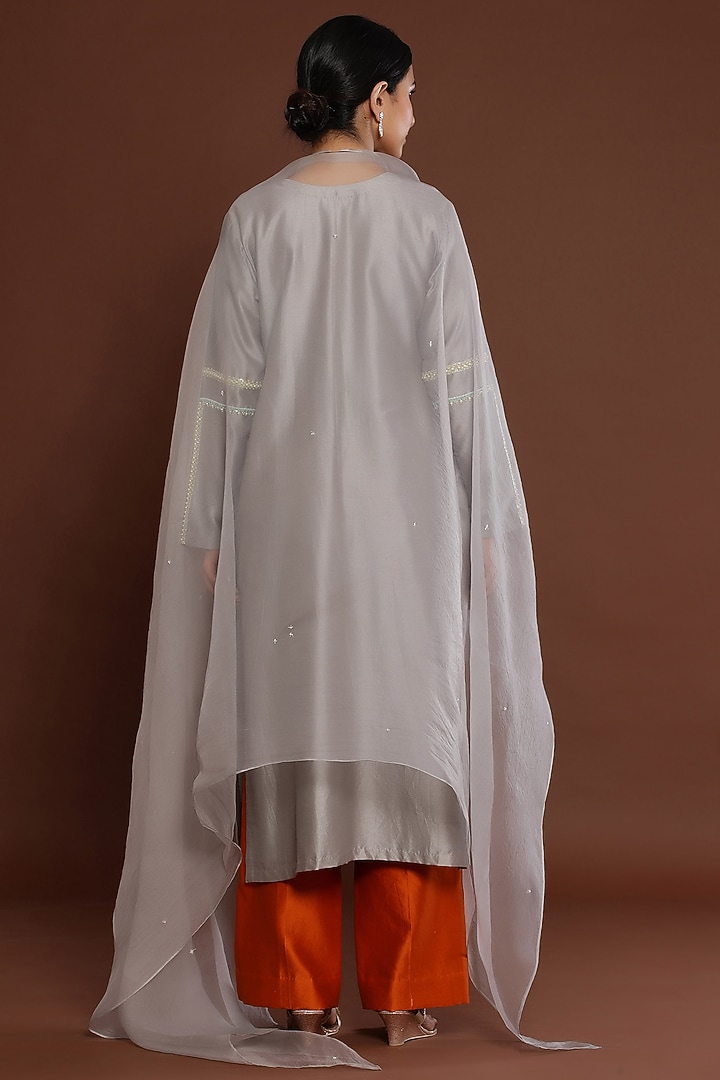 Grey Chanderi Kurta Set by Palak Khandelwal at Pernia's Pop Up Shop