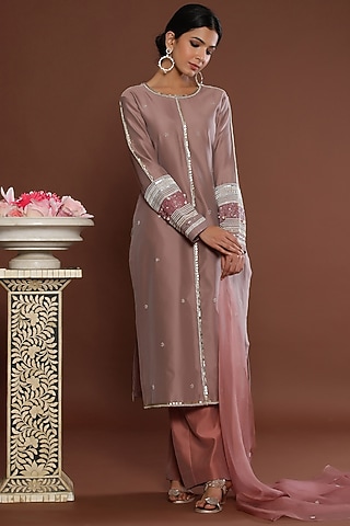 Rosewood Embellished Kurta Set by Palak Khandelwal