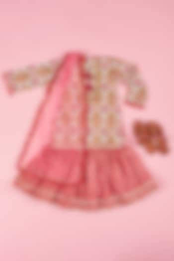 Pink Cotton Sharara Set For Girls by The Plum Bum