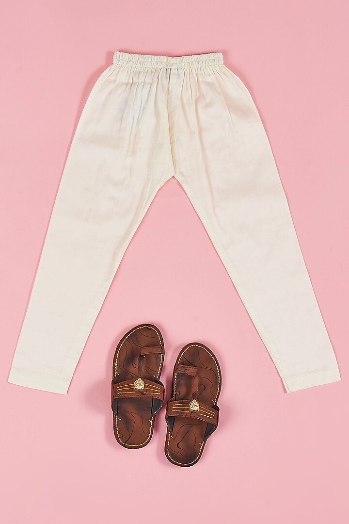 Yellow Cotton Lurex Kurta Set With Nehru Jacket For Boys by The Plum Bum at Pernia's Pop Up Shop