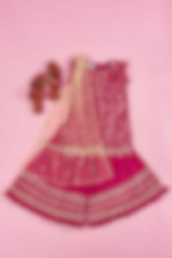 Fuchsia Cotton Silk Sharara Set For Girls by The Plum Bum