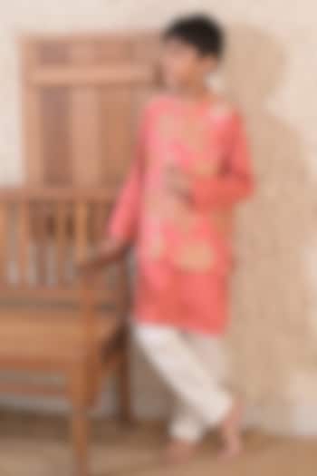 Multi-Colored Silk Blend Jacket Set For Boys by The Plum Bum at Pernia's Pop Up Shop