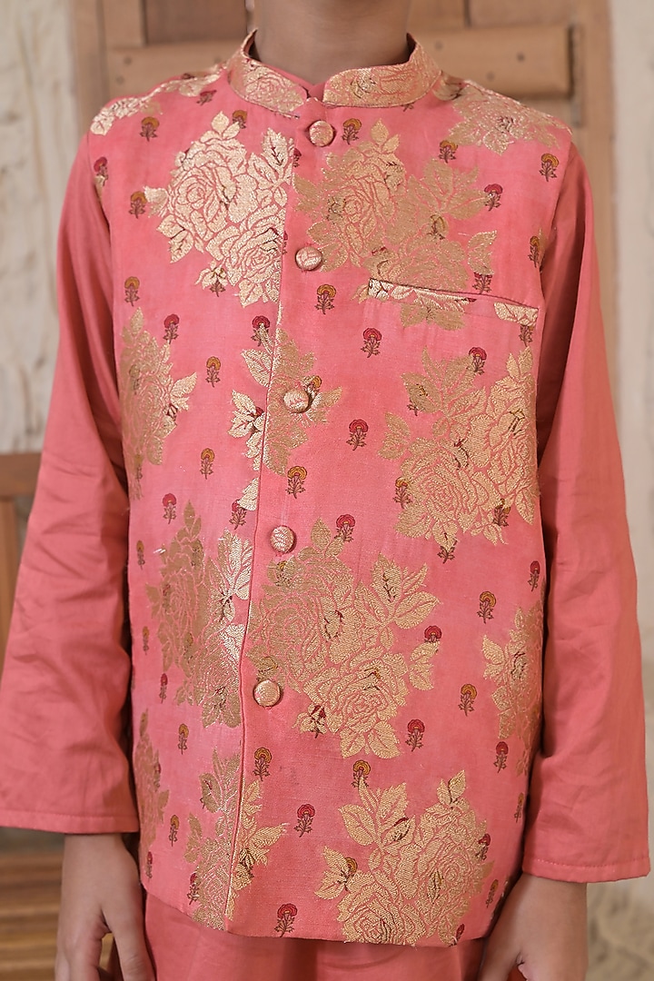 Multi-Colored Silk Blend Jacket Set For Boys by The Plum Bum at Pernia's Pop Up Shop