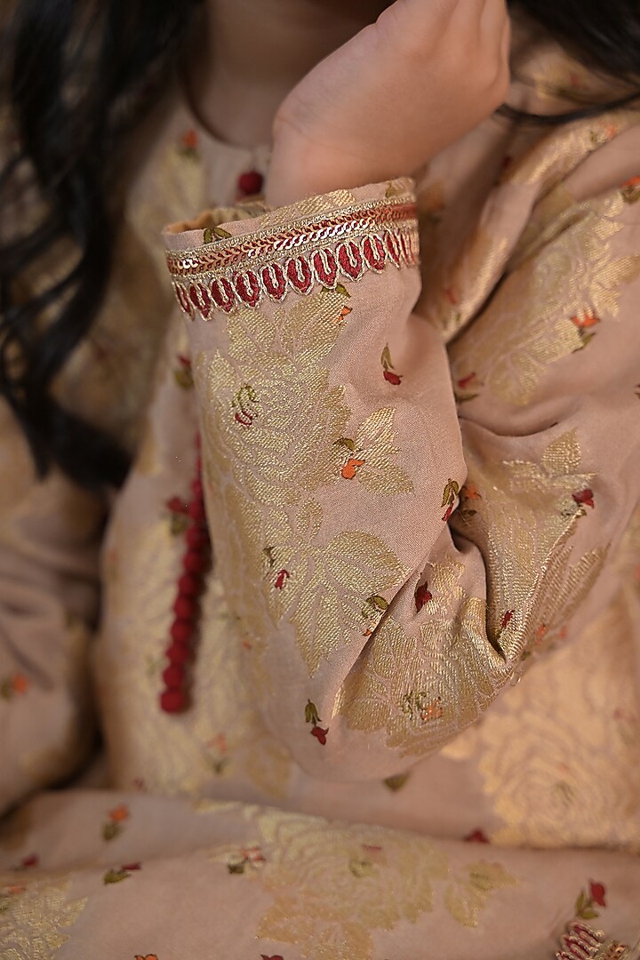 Golden Striped Tissue Sharara Set For Girls by The Plum Bum at Pernia's Pop Up Shop