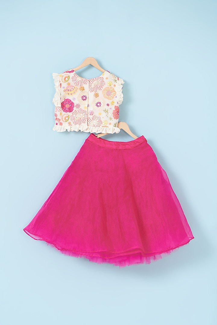 Fuchsia Organza Lehenga Set For Girls by The Plum Bum at Pernia's Pop Up Shop