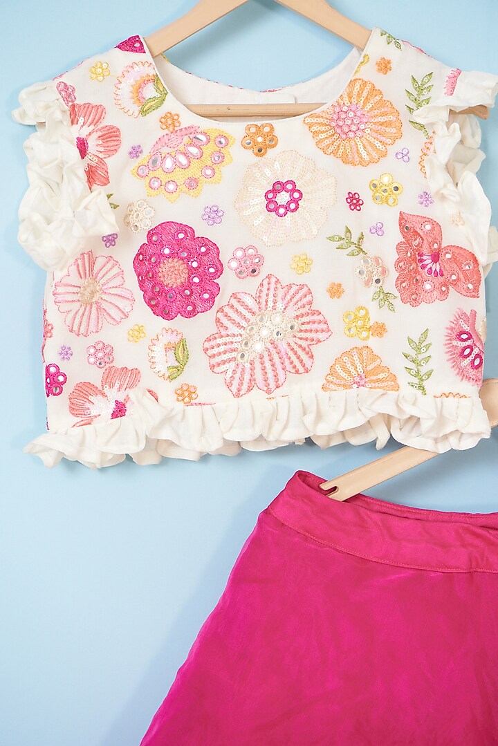 Fuchsia Organza Lehenga Set For Girls by The Plum Bum at Pernia's Pop Up Shop