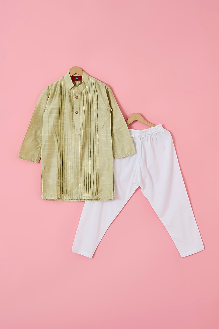 Green Velvet & South Silk Sequinned Nehru Jacket Set For Boys by The Plum Bum at Pernia's Pop Up Shop