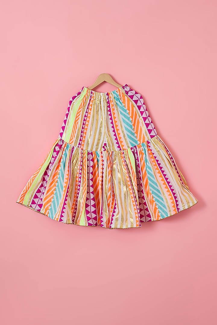 Multi-Colored Cotton Jacquard Sharara Set For Girls by The Plum Bum at Pernia's Pop Up Shop