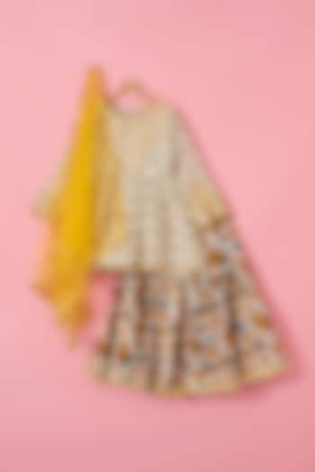 Yellow Cotton Sharara Set For Girls by The Plum Bum at Pernia's Pop Up Shop