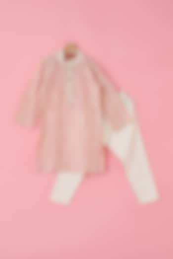 Blush Pink Cotton Lurex Kurta Set For Boys by The Plum Bum at Pernia's Pop Up Shop