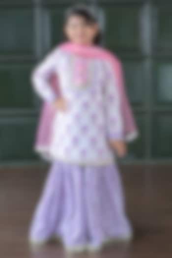 Purple Cotton Floral Printed Sharara Set For Girls by The Plum Bum at Pernia's Pop Up Shop
