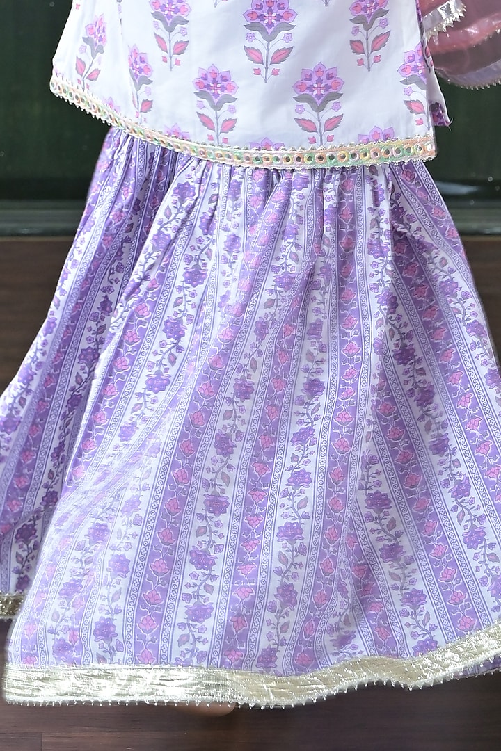 Purple Cotton Floral Printed Sharara Set For Girls by The Plum Bum at Pernia's Pop Up Shop