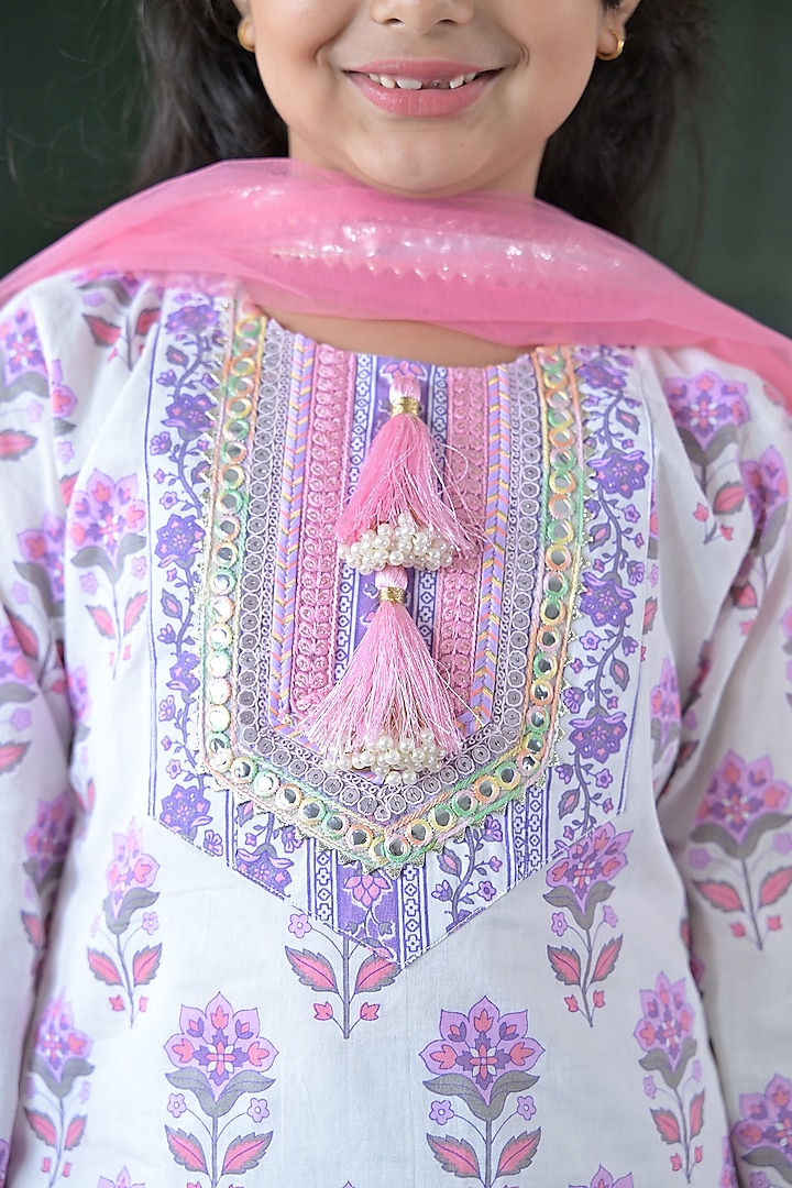 Purple Cotton Floral Printed Sharara Set For Girls by The Plum Bum at Pernia's Pop Up Shop