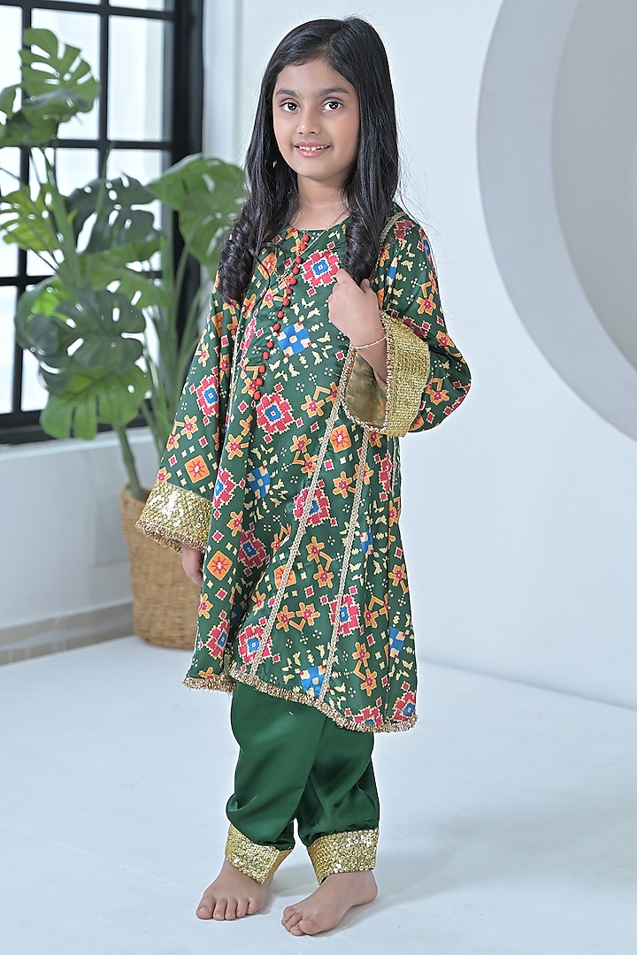 Green Modal Kurta Set For Girls by The Plum Bum at Pernia's Pop Up Shop