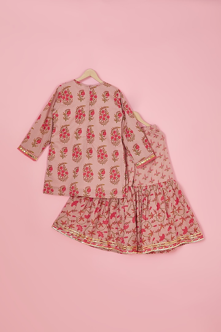 Blush Pink Cotton Sharara Set For Girls by The Plum Bum at Pernia's Pop Up Shop