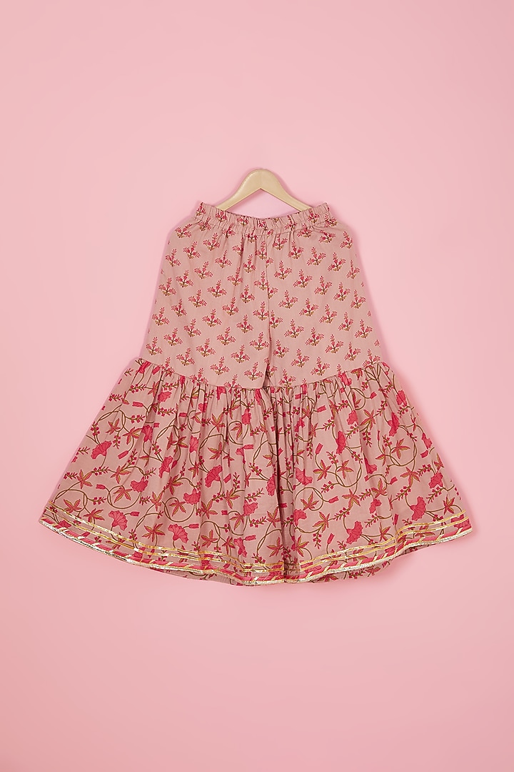 Blush Pink Cotton Sharara Set For Girls by The Plum Bum at Pernia's Pop Up Shop