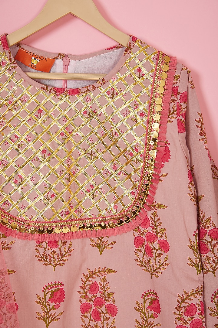 Blush Pink Cotton Sharara Set For Girls by The Plum Bum at Pernia's Pop Up Shop