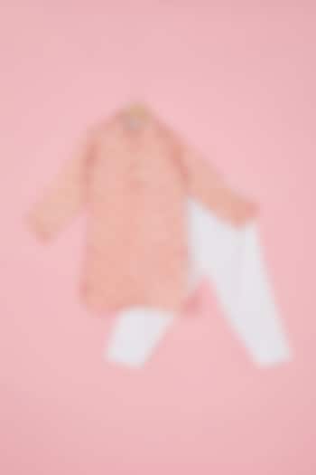 Blush Pink Modal Satin Printed Kurta Set For Boys by The Plum Bum at Pernia's Pop Up Shop