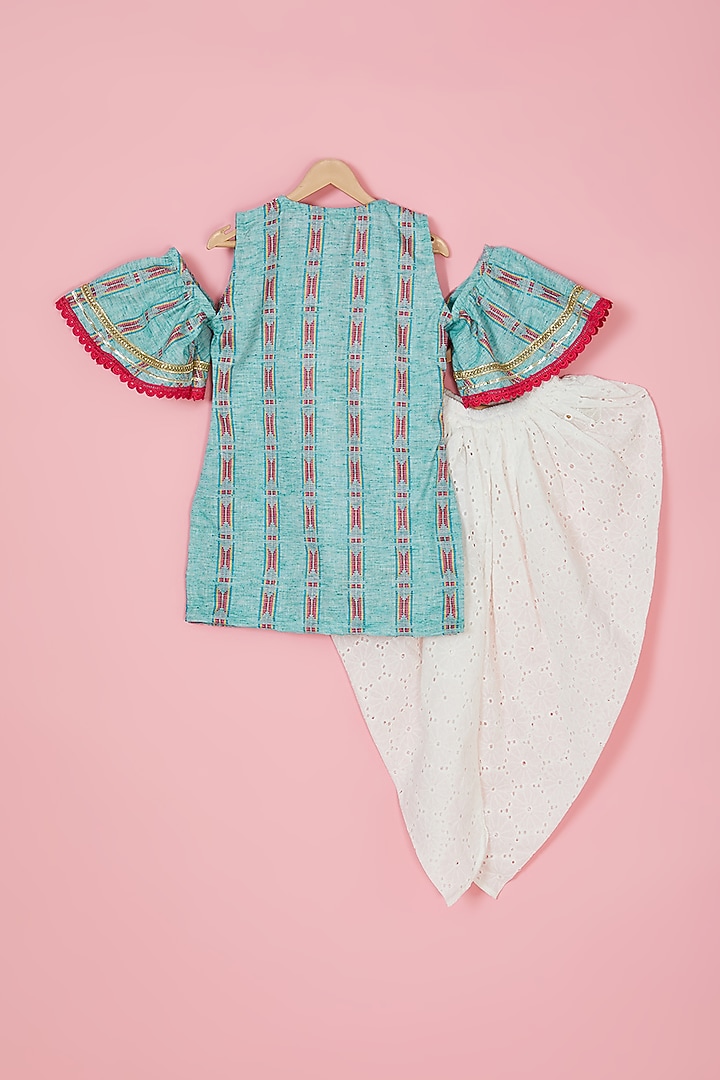 White Cotton Dhoti Set For Girls by The Plum Bum at Pernia's Pop Up Shop