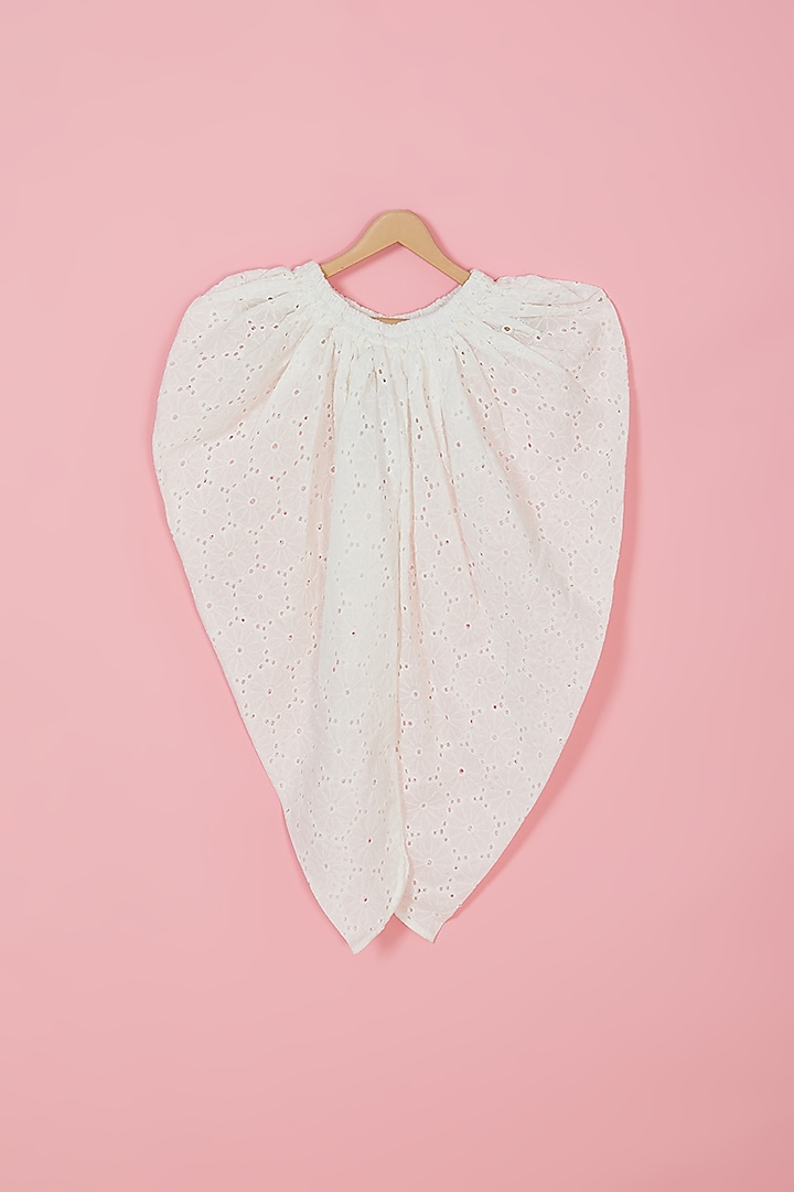 White Cotton Dhoti Set For Girls by The Plum Bum at Pernia's Pop Up Shop