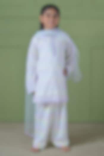 White Cotton Rayon Embroidered Kurta Set For Girls by The Plum Bum at Pernia's Pop Up Shop