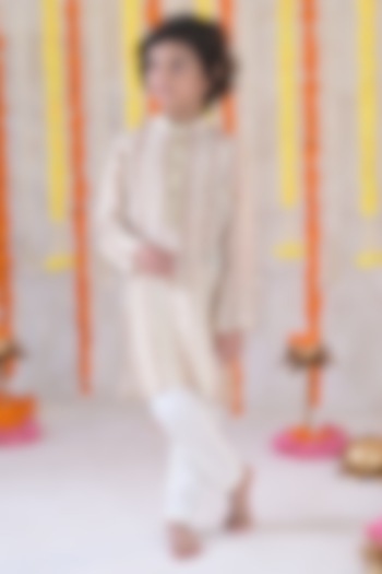 Ivory Muslin Kurta Set For Boys by The Plum Bum