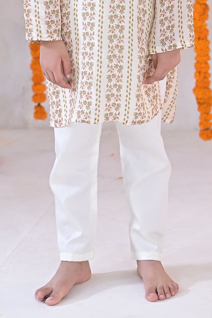 Ivory Muslin Kurta Set For Boys by The Plum Bum at Pernia's Pop Up Shop