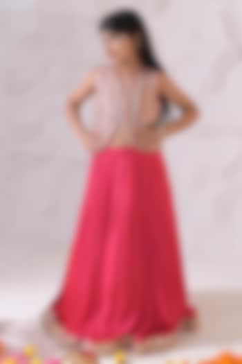 Fuchsia Pink Georgette Lehenga Set For Girls by The Plum Bum at Pernia's Pop Up Shop