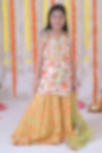 Multi-Colored Muslin Flared Palazzo Pant Set For Girls by The Plum Bum at Pernia's Pop Up Shop