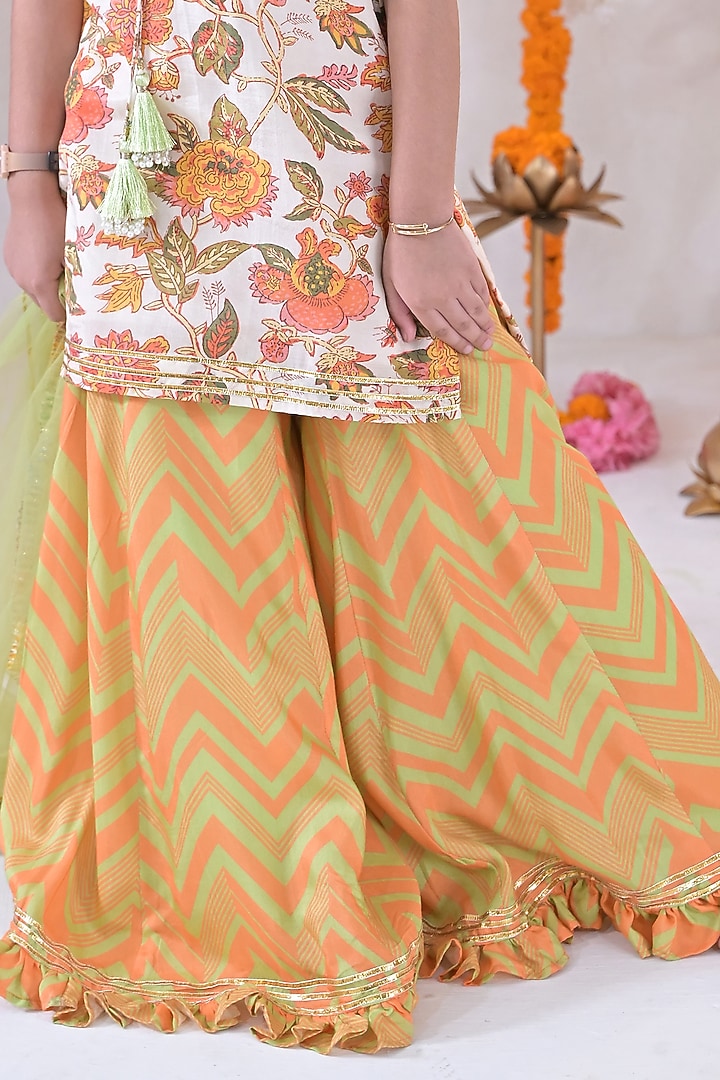 Multi-Colored Muslin Flared Palazzo Pant Set For Girls by The Plum Bum at Pernia's Pop Up Shop