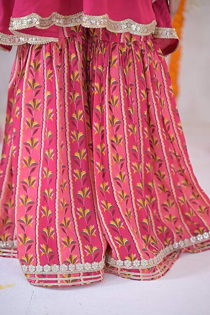 Fuchsia Pink Muslin Sharara Set For Girls by The Plum Bum at Pernia's Pop Up Shop