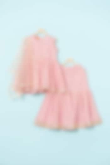 Pastel Pink Silk Sharara Set For Girls by The Plum Bum
