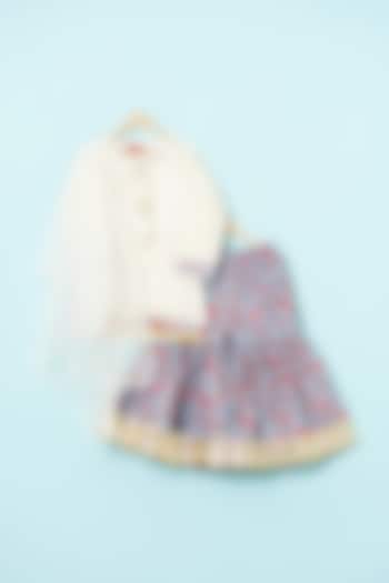 Blue Cotton Gota Embroidered Sharara Set For Girls by The Plum Bum at Pernia's Pop Up Shop