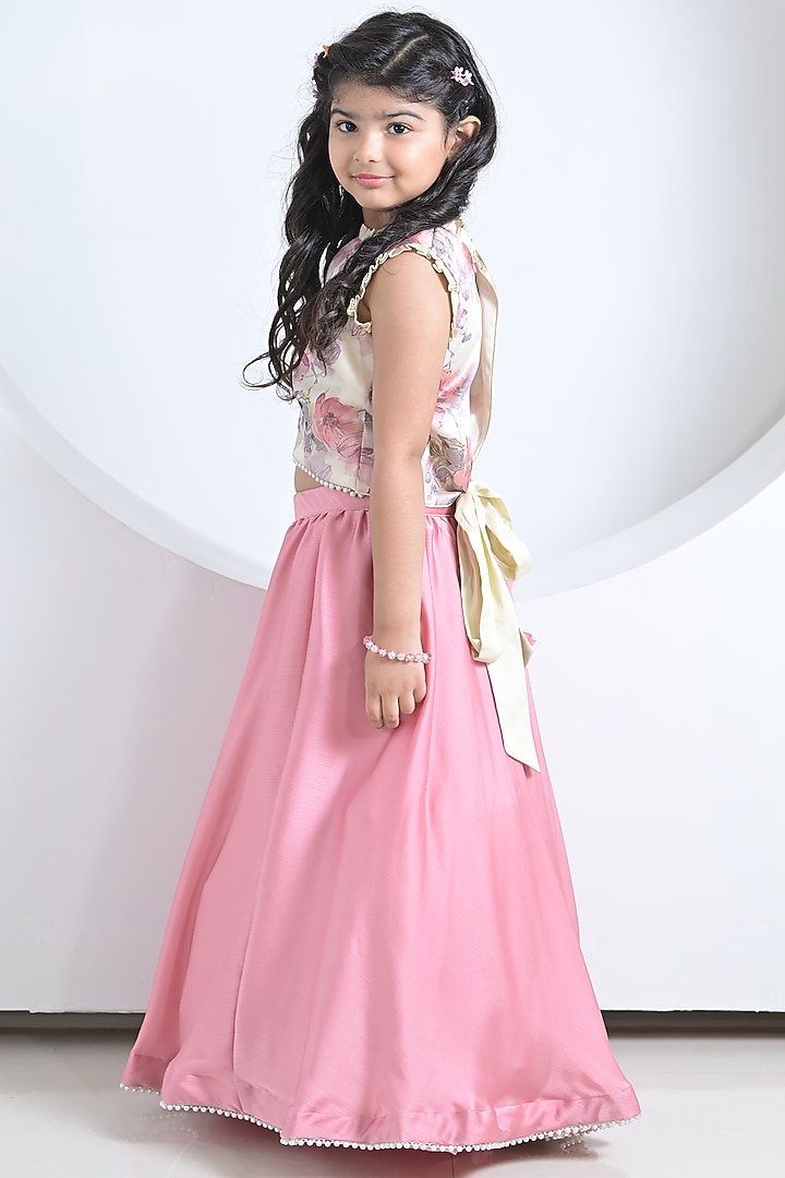 Purple Linen Satin & Satin Chiffon Lehenga Set For Girls by The Plum Bum at Pernia's Pop Up Shop