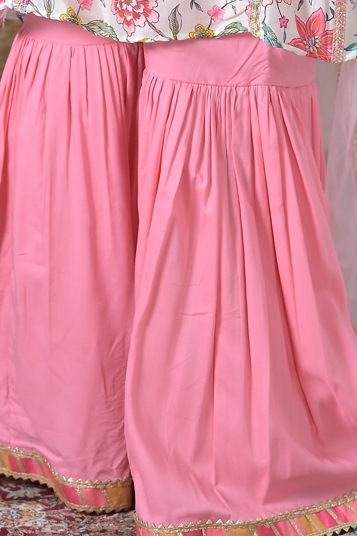 Pink Chanderi Silk Sharara Set For Girls by The Plum Bum at Pernia's Pop Up Shop