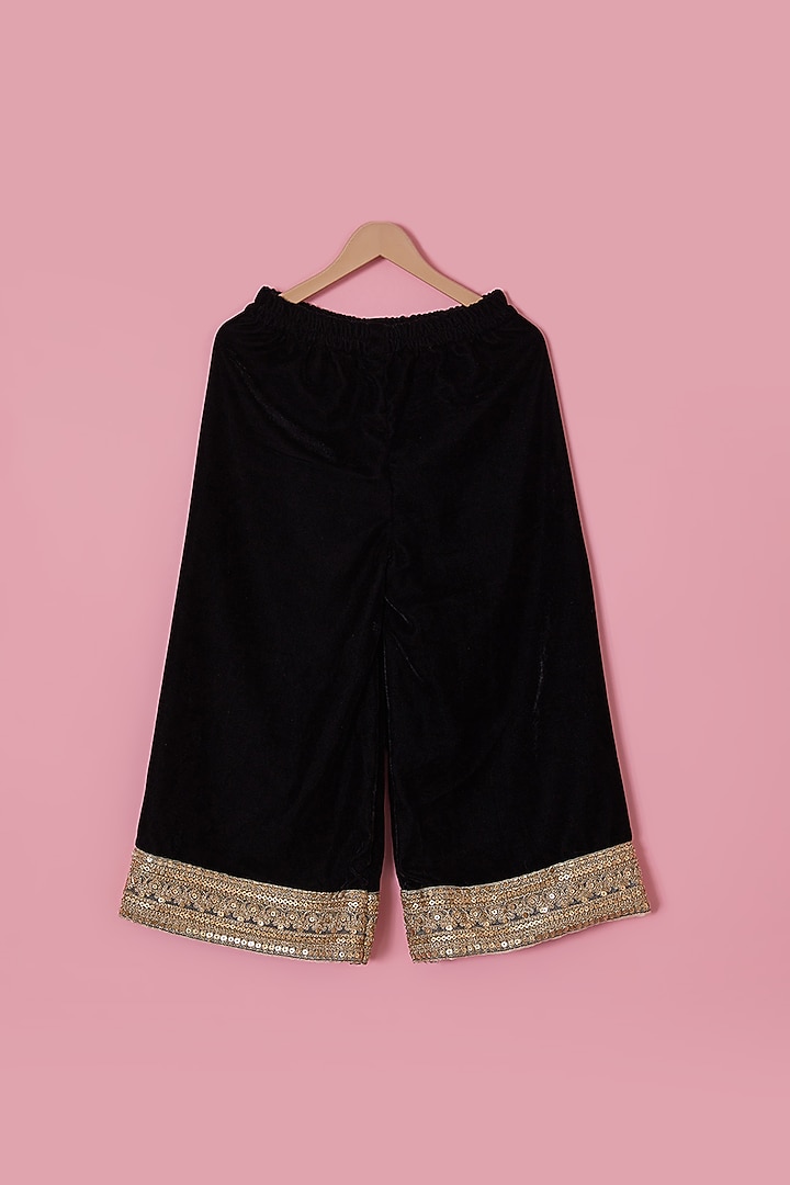 Black Velvet Kurta Set For Girls by The Plum Bum at Pernia's Pop Up Shop