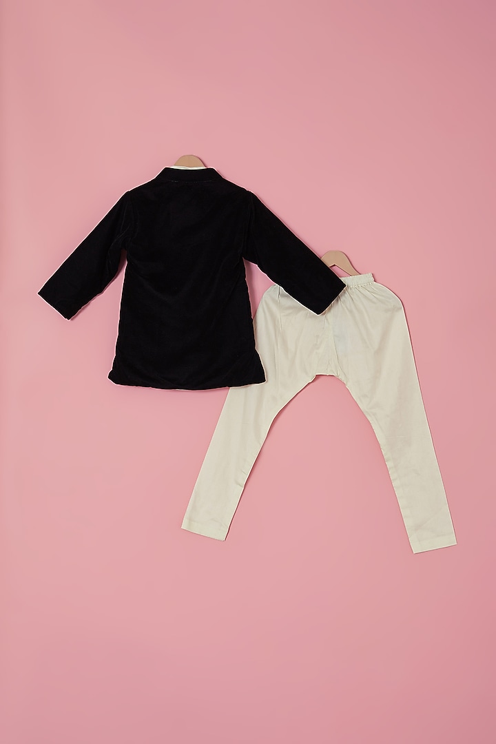 Black Silk & Velvet Jacket Set For Boys by The Plum Bum at Pernia's Pop Up Shop