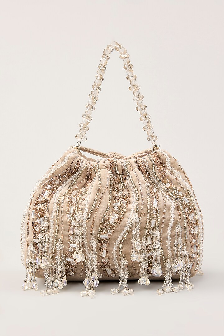 Silver Suede Hand Embellished Potli by PLODE at Pernia's Pop Up Shop