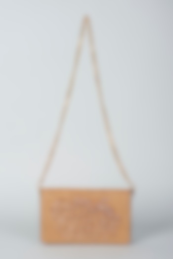 Gold Hand Embroidered Sling Bag by PLODE