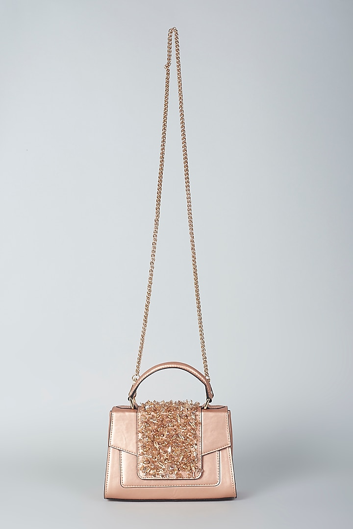 Rose Gold Hand Embroidered Crossbody Bag by PLODE