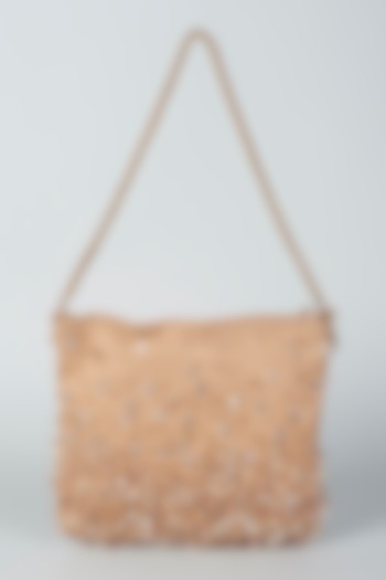 Gold Hand Embroidered Shoulder Bag by PLODE
