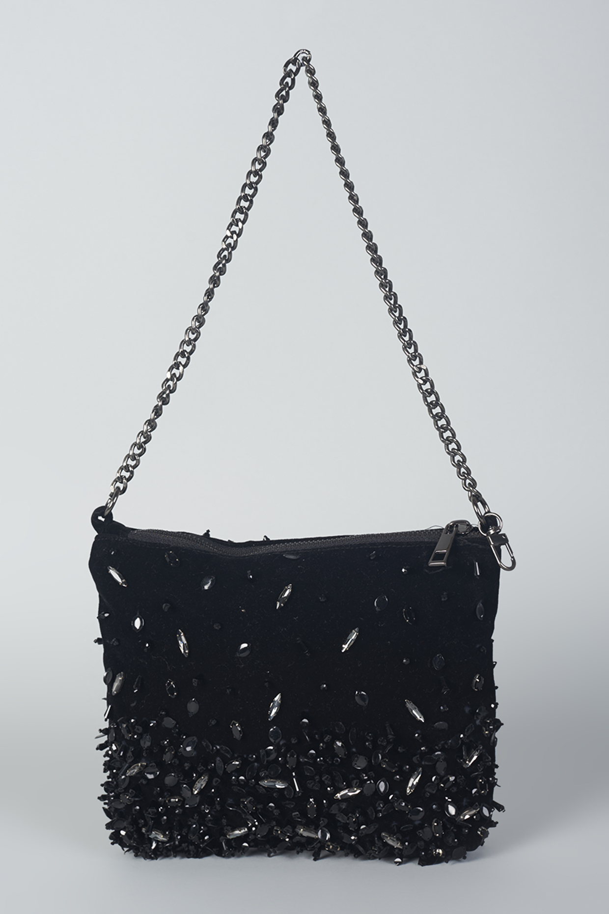 Black Hand Embroidered Shoulder Bag by PLODE