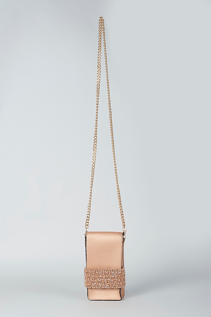 Rose Gold Glass Bead Hand Embroidered Crossbody Bag by PLODE at Pernia's Pop Up Shop