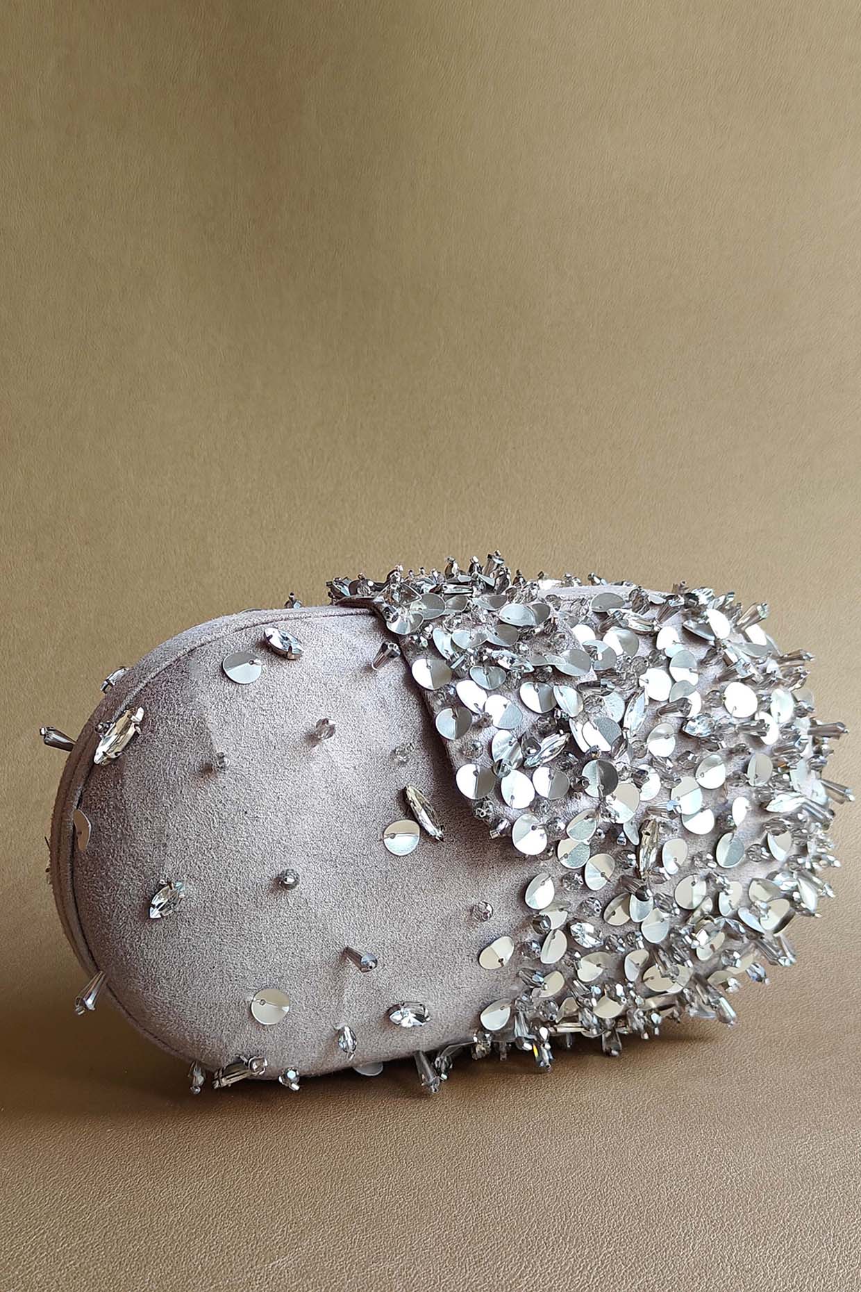 Silver grey 2024 suede clutch bag