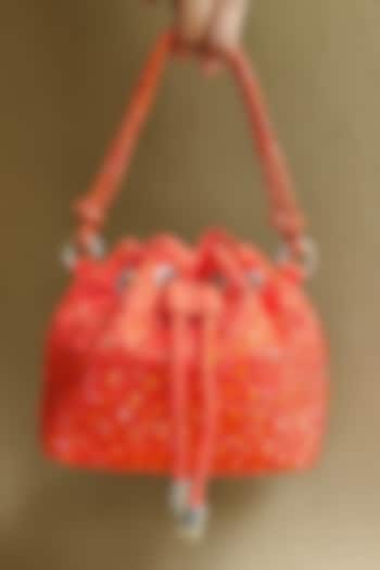 Orange Suede Crystal Embellished Hand Bag by PLODE at Pernia's Pop Up Shop