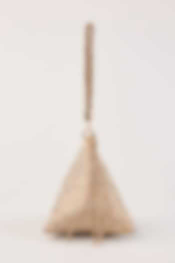 Gold Suede Swarovski Hand Embellished Triangle Potli by PLODE at Pernia's Pop Up Shop