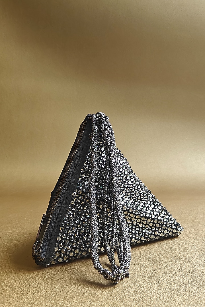 Grey Suede Crystal Embellished Hand Bag by PLODE at Pernia's Pop Up Shop