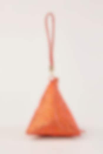 Orange Suede Swarovski Hand Embellished Triangle Potli by PLODE at Pernia's Pop Up Shop