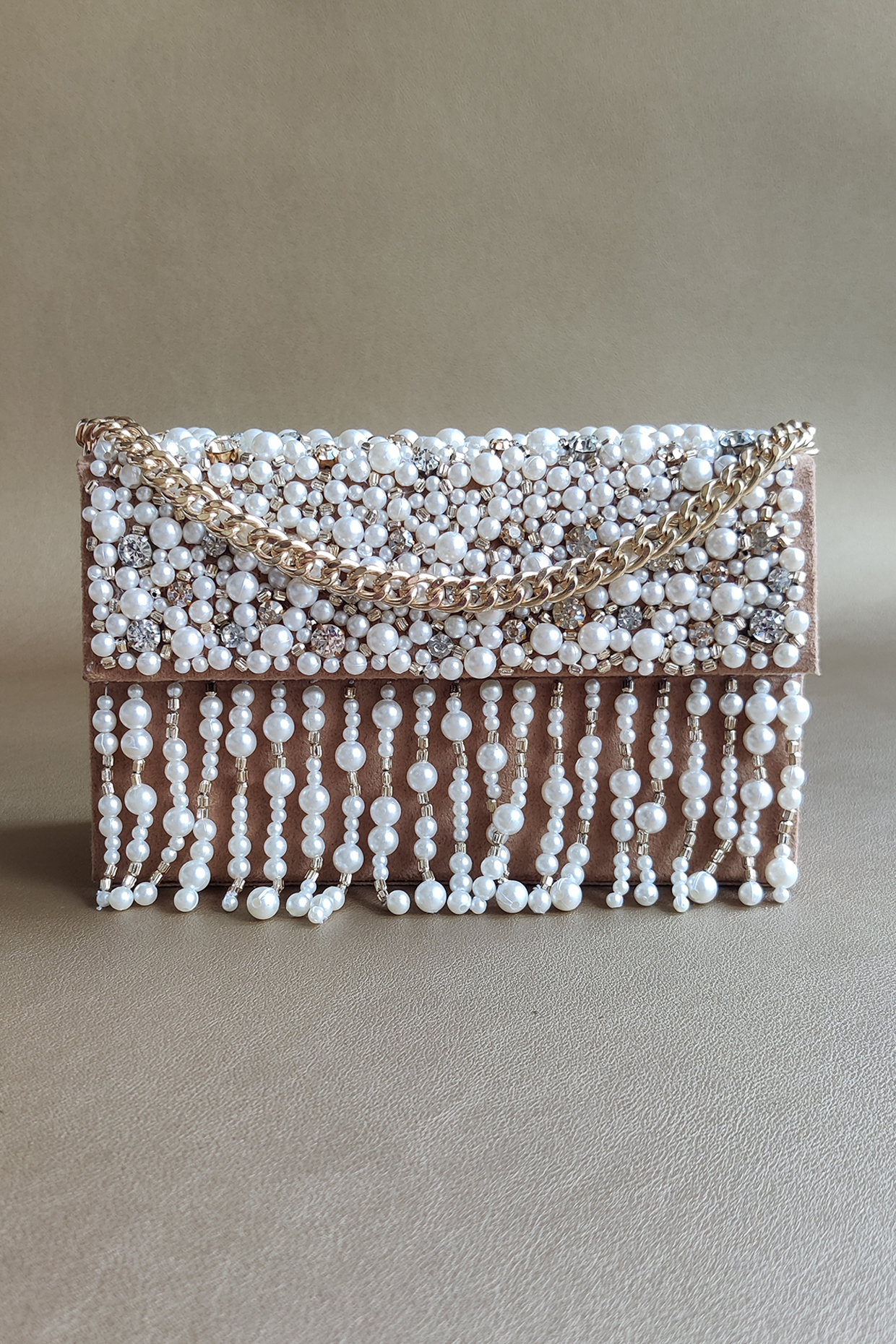 Gold Hand Embellished Handbag by PLODE